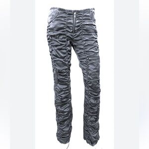 7 Express Vintage Y2K Silver Ruched Cargo Pants